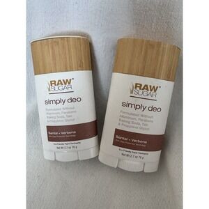NEW Raw Sugar Simply Deo Santal + Verbena Aluminum-Free Deodorant 2.7 Oz Qty 2